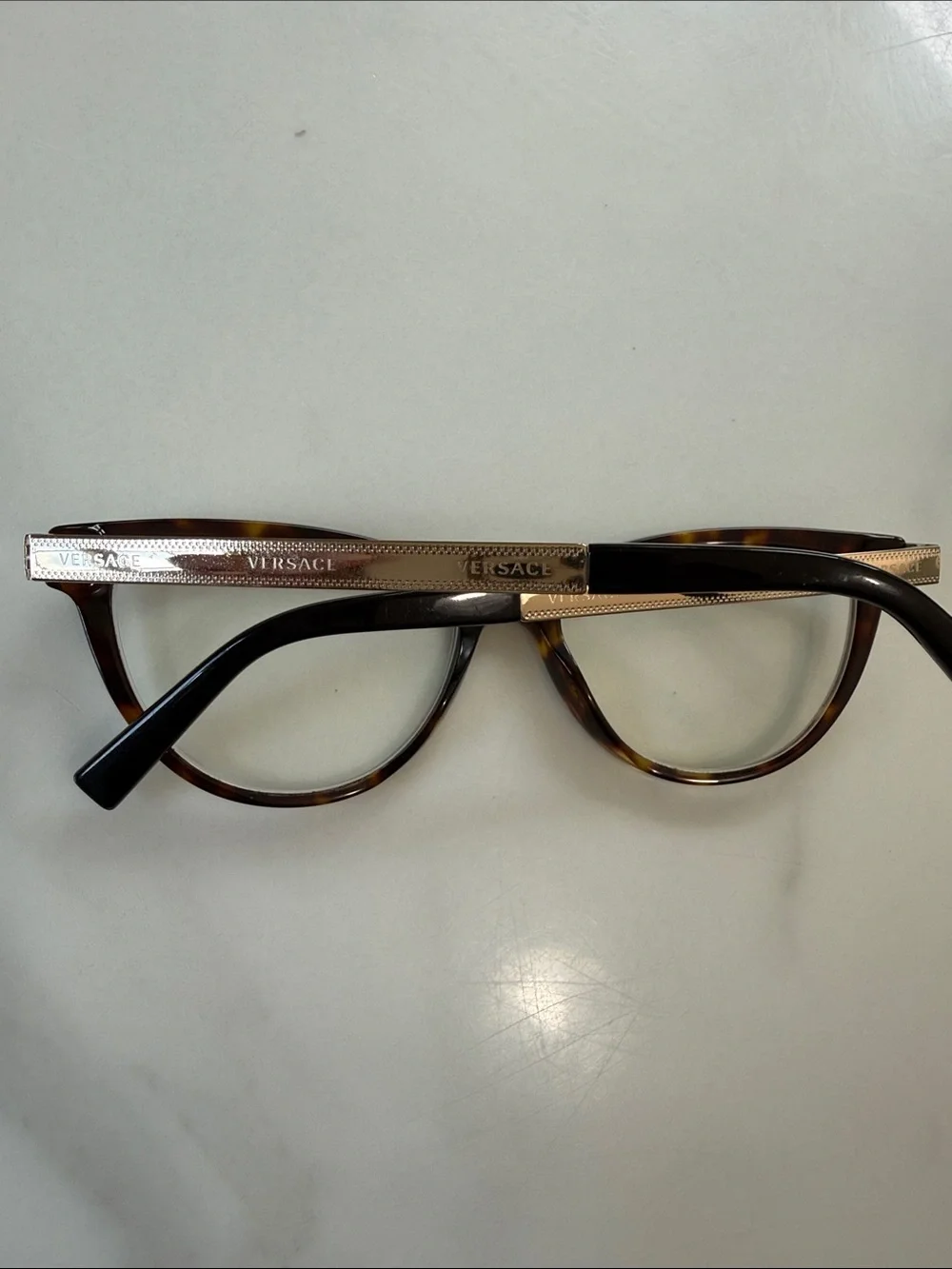 Versace Tortoiseshell and Gold Cat-Eye Women's Glasses